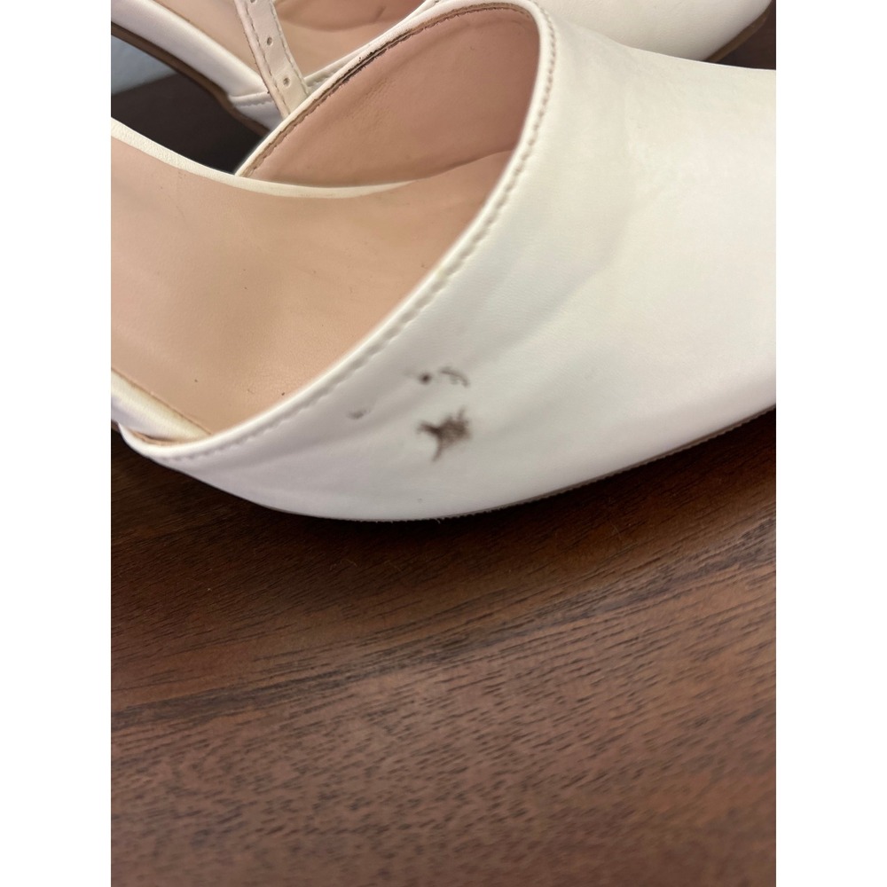 Lulus Elsi Cream Vegan Leather Ankle Strap Block Heels Gold Detail Size 7.5 - Picture 5 of 5